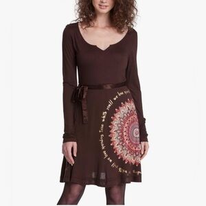 🆕 DESIGUAL Mandala Long Sleeve Viscose Dress